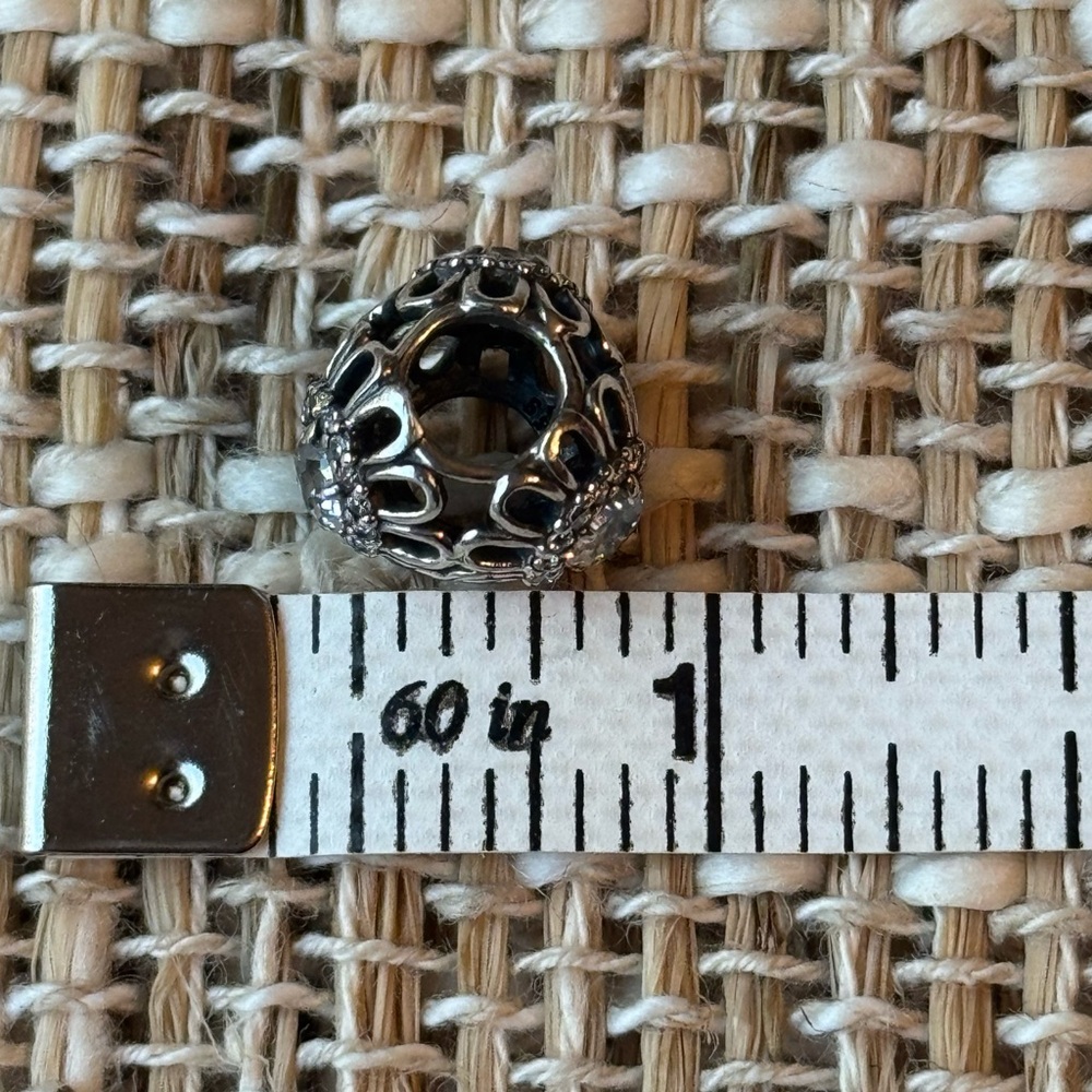 Pandora Floral Cubic Zirconia Sterling Silver Bead Charm *Authentic* - Picture 6 of 6